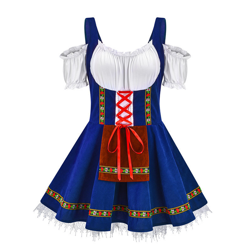 Traditional Bavarian Dirndl Dress Off-Shoulder Festival Costume